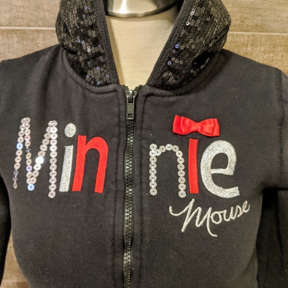 Disney Kids Minnie Mouse Sequin Hooded Sweatshirt - Picture 2 of 5
